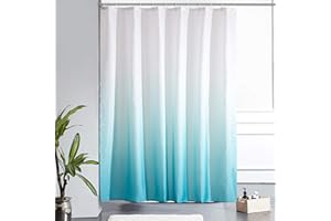 Furlinic Zasłona prysznicowa odporna na pleśń tkanina poliestrowa, zasłony łazienkowe, wodoodporne, można prać w pralce, z 12 haczykami, do łazienki, od białej do turkusowej, 180 x 180 cm