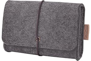 ProCase Funda de Fieltro Estuche de Almacenamiento Organizador Electrónico para MacBook Portátil Ratón Adaptador de Alimentación Cables Accesorios para Teléfonos Móviles Cargador SSD HHD -Negro