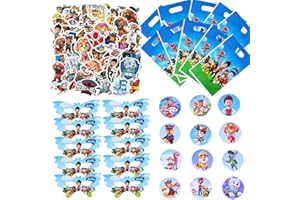 Newtic Décoration Anniversaire Pat Patrouille 82 Pièces Pat Patrouille Ensemble Jouets,Avec 12 Pat Patrouille Badges,10 Masque, 10 Sac Cadeauet, 50 Autocollants Paw Dog Pour Enfants Cadeau