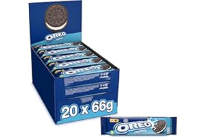 Oréo Original - Biscuit Cacaoté Fourrés Goût Vanille - Idéal pour le Goûter - Présentoir de 20 Paquets (66 g)