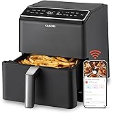 Cosori Dual Blaze Air Fryer with Top & Bottom Heating, No Shaking & No Preheating, 6.4L Capacity, No Noise During Cooking, Bl