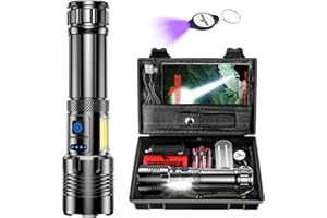 Shadowhawk Torcia LED Potente Professionale 500000 Lumens, XHM90.2 Torcia Led Ricaricabile con Lampada Da Lavoro COB, 7 Modalità Torce Led Alta Potenza, Torcia Tattica Militare Per Campeggio Trekking