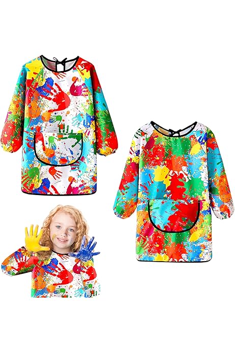 VAIGU:OA Malschürzen Kinder 2 Stück - Wasserdichte Langarm-Malkittel Für 6-12 Jahre