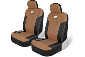 CATERPILLAR Cat® MeshFlex Lot de 2 Housses de siège Auto pour Voitures, camions et SUV - Beige - Housses de siège Avant - Protections de siège de Camion avec Dos en Maille Confortable - Housses intérieures de