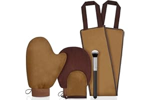 LOPHE Guante Autobronceador, 5 en 1 Manopla Autobronceador, Marrón Aplicadores de Productos Bronceadores, Kit de Aplicador de Bronceado Automático con Aplicador de Espalda y Brocha de Maquillaje
