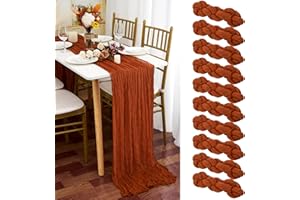 YMHPRIDE 10 Pezzi Runner da Tavola Terracotta, 90cm x 300cm Garza Boho Runner da Tavolo per Matrimonio Addio al Nubilato Baby Shower Decorazioni Feste di Compleanno