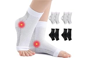 Kogmaworn 4 Pairs Functional Socks for Neuropathy Plantar Fasciitis Socks Neuropathy Socks Women Men Ankle Compression Sock for Neuropathy Pain Breathable Ankle Support Socks for Sports