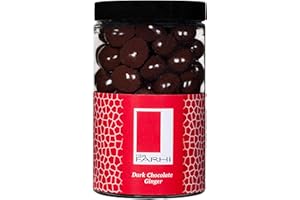 Rita Farhi Dark Chocolate Covered Ginger in a Gift Jar - Luxury Chocolate Gift - Chocolate Crystallised Ginger - 350 gram - Palm Oil Free