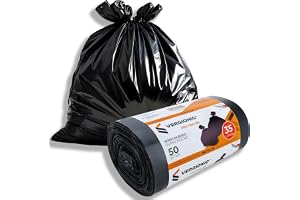 DomoDomo Soppåse 35 l – 50 stycken, extremt robust och extra rivtålig, tillverkad av högkvalitativ LDPE-film (25 µm) i svart – perfekt för hushåll, kontor och företag