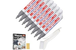 Anwlki 8 Stück Fugenstift Hellgrau mit 1 Reinigungsbürste und 8 Ersatzspitze, Wasserfest Fugenstift Fliesen Fugen Stift für Wand und Boden in Badezimmer, Küche, Wohnzimmer, Schlafzimmer (Hellgrau)