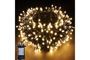 YOSION 20M LED String Fairy Lights On Dark Green Cable with Various Light Effects, Ideal for Christmas Tree, Xmas, Party,Wedding,ETC (Warm, 200 LEDs)