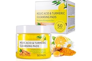 JSBNQRMZ Lot de 30 tampons d'acide kojique au curcuma, tampons nettoyants à l'acide kojique et au curcuma, cicatrices d'acné, débouchent les pores, tampons nettoyants au curcuma pour les taches