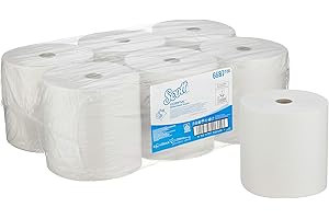 Scott 6687, Essuie-Mains Blancs 1 Pli, XL, Blanc, 6 Rouleaux x 354 m