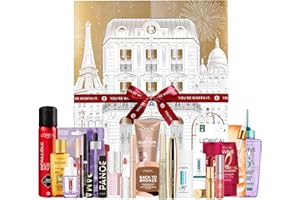 L'OREAL PARIS L'Oréal Paris 2025 24-Day Festive Beauty Advent Calendar Gift Set, Iconic Makeup, Skincare & Haircare Favourites, Giftset with Mascara, Lip Gloss, Lipstick, Skin & Hair Essentials, Worth Over £240