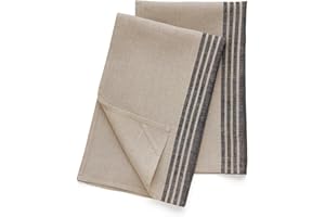 Solino Home Linen Kitchen Towels Set of 2 – Black and Natural 17 x 26 Inch – 100% Pure Linen Farmhouse Kitchen/Tea Towels– Machine Washable and Handcrafted from European Flax