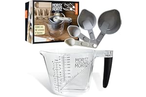Moritz & Moritz Vaso medidor cocina - Juego de recipientes medidores 1L - Kit de recipientes medidores compuesto por cucharas y tazas medidoras, apto para lavavajillas - Para cocinar con niños