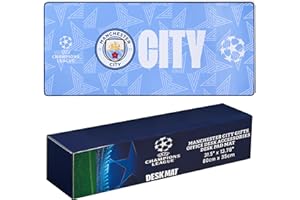 Manchester City F.C. Mouse Mat Large Desk Mat Gaming PC Keyboard Laptop Mouse Pad 80 x 35cm Protector Mat Non Slip Home Office Desk Accessories Football Gifts