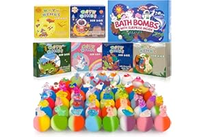 LEOCE 48pcs Bath Bombs for Kids with Toy Inside, Organic Colorful Bubble Bath for Kids Safe, Best Birthday, Party, Easter Bath Bombs Gift Set for Girls and Boys
