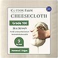 Cotton Farm - Cheesecloth, Grade 100, 9 Sq. Ft. (1 Sq. Yd.), Ultra Fine and Dense, Unbleached, Reusable, Washable; Best for Straining, Filtering, Roasting, Cleaning & Decoration, from Mediterranean