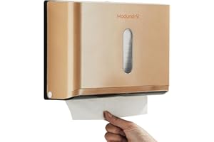 Modundry Dispensador de Toallas, Dispensador Papel Secamanos Montado en Pared, Dispensador de Toallas de Mano Plegado Comercial, Admite 200 Toallas -Oro