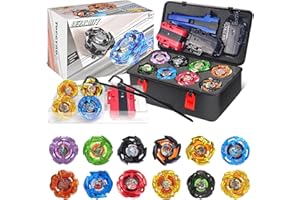 DEZAWRTY X toupie Battle Set, 12 toupies de Combat 2 lanceurs 1 Cordon Starter avec poignée, avec Poignée, Toupie Spinning Tops avec boîte, Battle avec toupie Enfants, à partir de 6 Ans, Jouets garçons