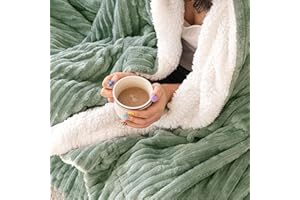 EMEMA Koc z polaru narzuta na sofę aksamit gruby dwuwarstwowy koc łóżko wystrój domu jednolity kolor do łóżka 125 x 150 cm elegancki 1 sztuka jasnozielony