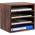 EasyPAG Wood Desktop A4 File Holder Folder Organiser Magazine Storage Rack Versatile Desk Tidy Filing Traybrown324x324x252mmupgrade