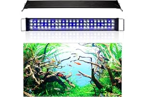 Izrielar Illuminazione a LED per acquario, 20 W, luce bianca e blu, con supporto regolabile per piante acquari da 72.5 a 90 cm