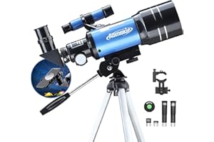 Aomekie Télescope Astronomique 70mm pour Enfants 150X Lunette Astronomique Puissant avec Adaptateur de Smartphone Trépied Lentille Barlow et Chercheur pour Débutants
