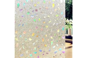 GJIE Stained Glass Window Film Privacy: Rainbow Window Frosted Film for Glass Windows Self Adhesive Static Cling Decorative Patterned Glass Film for Home (Colored stone, 60x200 cm)