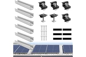 BOTEWO Kit de support de panneau solaire avec pince d'extrémité : support de panneau solaire PV avec rails profilés en aluminium de 12 cm et pince de 30 à 35 mm d'épaisseur réglable pour toit plat