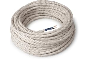 Amarcords - Elektrisk textilkabel i färg LABRADOR, flätad, lin, 5 meter, med 2 ledare 2x0,75 - Tråd täckt med i färgat vintag