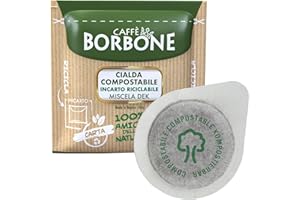 Caffè Borbone Kompostowalna Kapsułka do Kawy, Mieszanka Bezkofeinowej Dek - 150 Saszetek z Kawą - Opakowanie nadające się do recyklingu - Kompatybilne z systemem ESE, pady papierowe o średnicy 44 mm