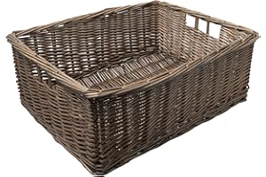 Arthur Cameron - Rectangular Shallow Wicker Storage Tray - Hand-woven by skilled artisans in Northern China, an organiser basket is the perfect home storage solution (Antique Wash, Large)