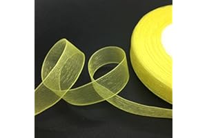 GCS LONDON GCS Organza Ribbon Scrapbooking, Gift wrapping, home deco. 46 meters / 50 Yards Rolls London - BUY 3 Rolls & Get 4th Free (12mm, Yellow)