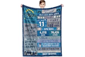 Xinvery 11th Birthday Gifts for Boys,11th Birthday Decorations Boys 11 Year Old Boy Birthday Gifts Happy Birthday Gifts Blankets Best Gifts Ideas for Teen Boy Throw Blankets 50"X60"