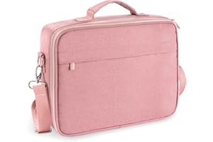 WEMATE Large Capacity Bible Cover Case, Waterproof Bible Study Supplies Tote Bag with Double-Layer Handle & Shoulder Strap, Bible Bag for Women, Girls, Teens, and Christian (Pink)