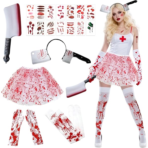 Costume Infirmière Zombie Halloween Fille 5-6 Ans | Robe, Tablier, Bandeau Inclus