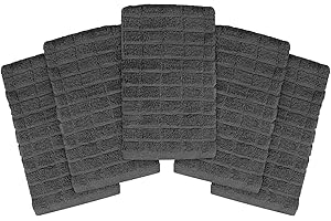 Westlane Linens Premium Cotton Kitchen Towel Set - 40cm x 64cm Tea Towels, Bar, Dish Cloth, Soft & Highly Absorbent | Ideal for Drying, Cleaning, Catering, Hand Towels (Dark Grey, Pack of 6)