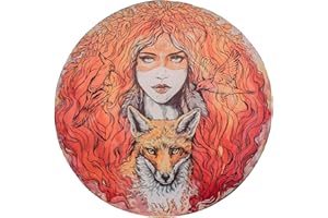 TITA-DONG Schamanentrommel, 9,8 Zoll, „Die Schöne und der Wolf“, Handgefertigte Schamanische Trommelornamente, 8 Melodien, Symbol der Sibirischen Trommel mit Trommelstock, Klangheiler-Schamanentrommel(#1)