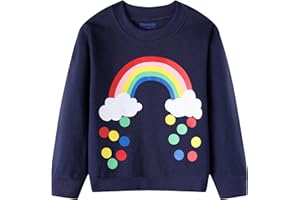 Dinopjs Sweats Filles Arc-en-ciel Artistique Pull Enfants Décontracté Manches Longues Pull Dessin Animé Imprimé Chaud Coton Chemises de Sport Vacances, Événements, Cadeaux d'anniversaire pour 2-7 ans