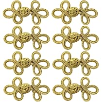 10 Coppie Bottoni Nodo Cinese Oro Chiaro – Fermagli Satinati Per Cheongsam E Abiti Sposa