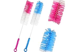 Selldorado® 2X Brosse à Bouteilles en Bleu et Rose - Brosse de Nettoyage pour Bouteilles - Bottle Brush pour récipients - Nettoyeur de Bouteilles 36 x 5 cm (2 pièces)