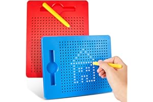 Faccito 2 Petites Tableaux à Dessin Magnétiques Tablette Magnétique avec Stylo Planche à Bille en Acier Tableau de Griffonnage pour Enfant Cadeau Éducatif (Rouge, Bleu)