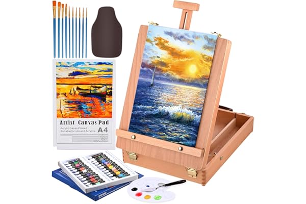 Cieex Boite Chevalet Peinture Bois Kit Débutant pour Artiste Peintre
