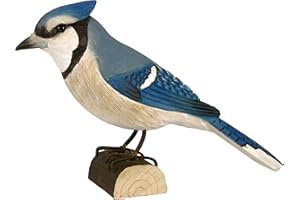 ‎WILDLIFEGARDEN WILDLIFEGARDEN Wildlife Garden WG666 DecoBird Blauhäher - Handgeschnitzter Dekorative Vogel aus Holz - Nordamerikanische Vögel