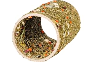 HAM-STAKE Tunnel aux Herbes avec légumes pour rongeurs, Tunnels à grignoter, Jouets pour Lapins et Hamsters, Tunnel pour Cochon d'Inde, Foin, friandises pour Hamsters et Lapins, Accessoires pour Cochon d'Inde