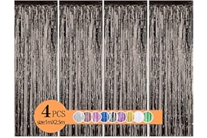 YIIKY Metallische Lametta Vorhänge/Folie Hintergrund Fringe Vorhänge für Geburtstag Party/Hochzeit, DIY Photo Booth Dekorationen, Tür Fenster Hintergrund Foto Requisiten für Halloween(1x2.5m)