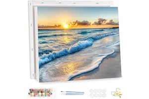 MEIYUDA Dipingere con i Numeri Adulti con Telaio Paesaggio Mare, fai da te Paint by Numbers Quadri da Dipingere Numerat, Pittura a Olio Kit, Pittura Adulti Decora la Casa Regalo 40x30cm