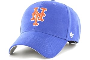 47 MLB New York Mets MVP Casquette de baseball unisexe, sangle auto-agrippante, logo orange, couleur bleu roi, bleu marine, taille unique